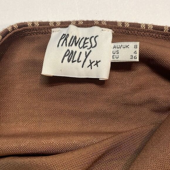 Princess Poly Womens Brown Plaid Bodycon Mini Skirt Sz 4 - Picture 2 of 8